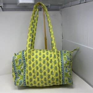 Vintage Vera Bradley Citrus XL Duffel Bag Yellow Blue Paisley USA 2006 Retired